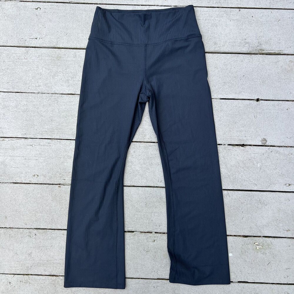 prAna Luxara Rib Flare Cropped Blue Leggings-Size M